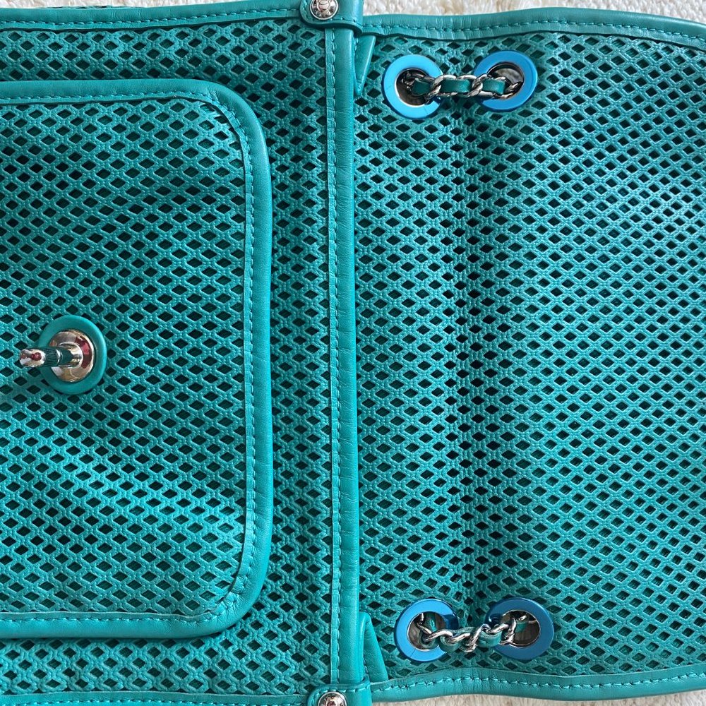 CHANEL Up in the Air Medallion Flap Bag Perforated Purse Emerald Green HOST PICK - Picture 9 of 16